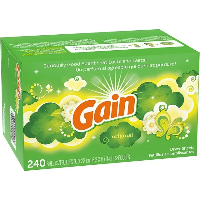 Gain Dryer Sheets Laundry Fabric Softener, Original Scent, 240 Count