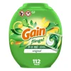 Gain flings Laundry Detergent Soap Pacs HE Compatible 112 ct Long Lasting Scent Original Scent