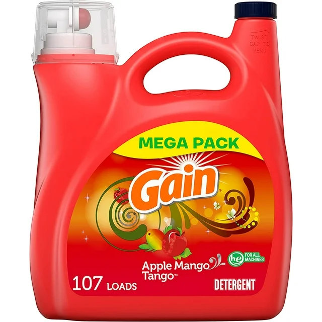 Gain Liquid Laundry Detergent, Apple Mango Tango Scent, 107 Loads, 154 fl oz