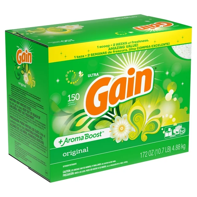 Gain Powder Laundry Detergent, Original Scent, 172 oz, 167 Loads