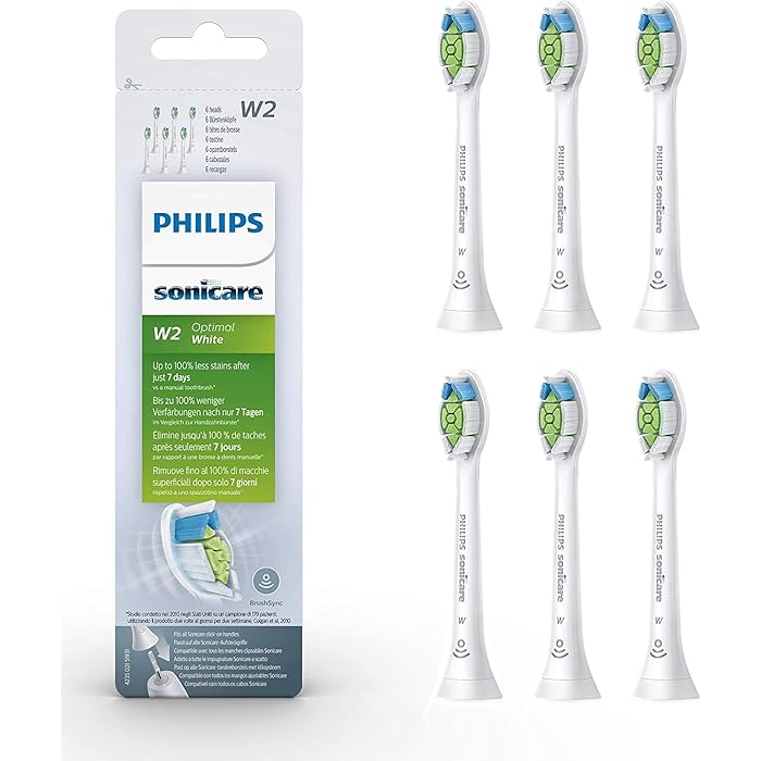 Philips Sonicare original W2 Optimal White Standard Sonic Toothbrush Heads - 6 Pack in Black (Model HX6066/10)