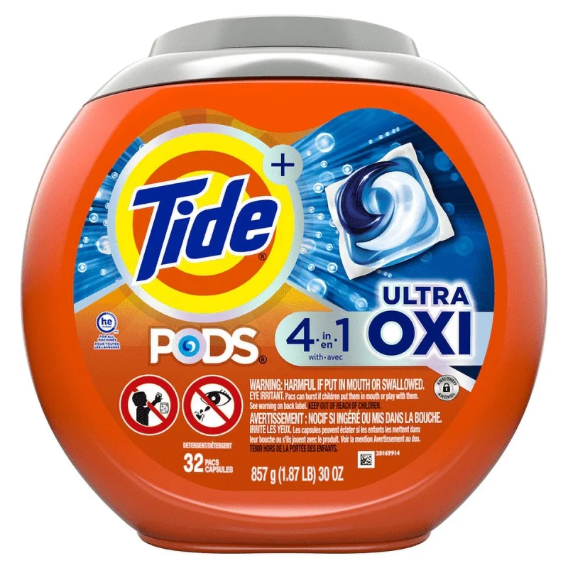 Tide PODS Ultra Oxi Liquid Laundry Detergent Pacs, 32 Count