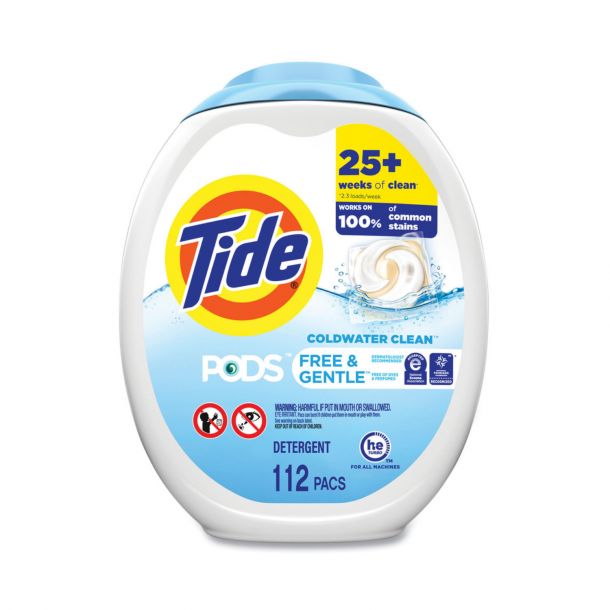 Tide PODS Free & Gentle Laundry Detergent Soap Pacs, 112 Count, Tide PODS Laundry Detergent