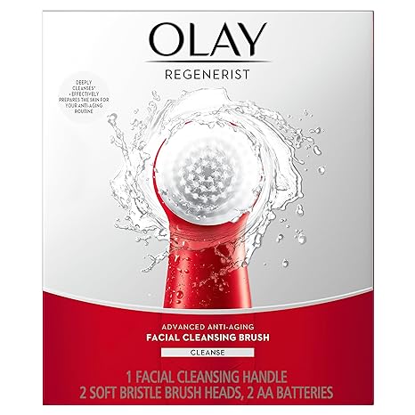 Olay Facial Cleansing Brush Regenerist, Face Exfoliator with 2 Brush Heads