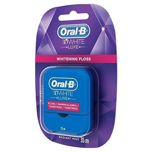 Oral-B 3D White Luxe Premium Dental Floss - Safe Whitening, Cool Mint - 35m