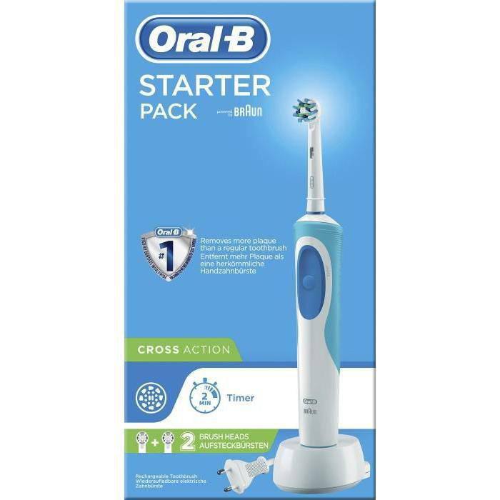 Oral-B Vitality CrossAction Toothbrush Blue - 2D Cleaning Action with 2 Brush Heads