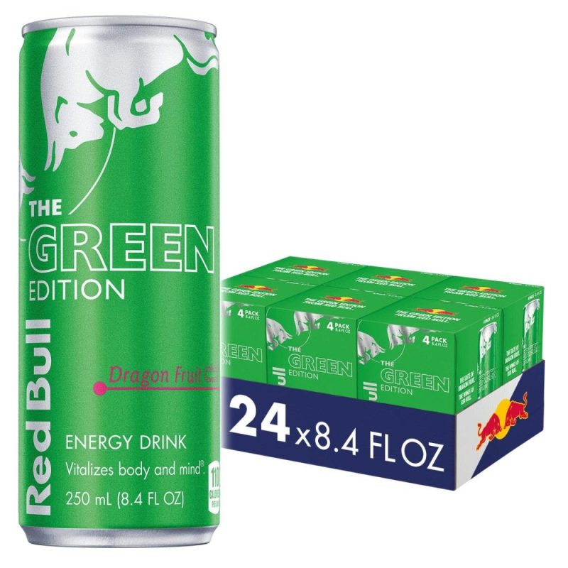 Red Bull Green Edition Dragon Fruit Energy Drink, 8.4 Fl Oz, 24 Cans (6 Packs of 4)