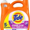 Tide Hygienic Clean Liquid Laundry Detergent, HE Compatible, Spring Meadow Scent, 106 Loads, 149 fl oz