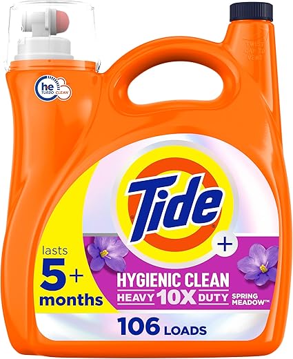 Tide Hygienic Clean Liquid Laundry Detergent, HE Compatible, Spring Meadow Scent, 106 Loads, 149 fl oz