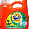 Tide Plus Febreze Freshness, HE Turbo Clean Liquid Laundry Detergent, Botanical Rain Scent, 132 fl oz, 94 loads