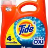 Tide Ultra Oxi Liquid Laundry Detergent Soap, HE Compatible, 94 Loads, 132 fl oz, Tide Laundry Detergent, Liquid Laundry Detergent