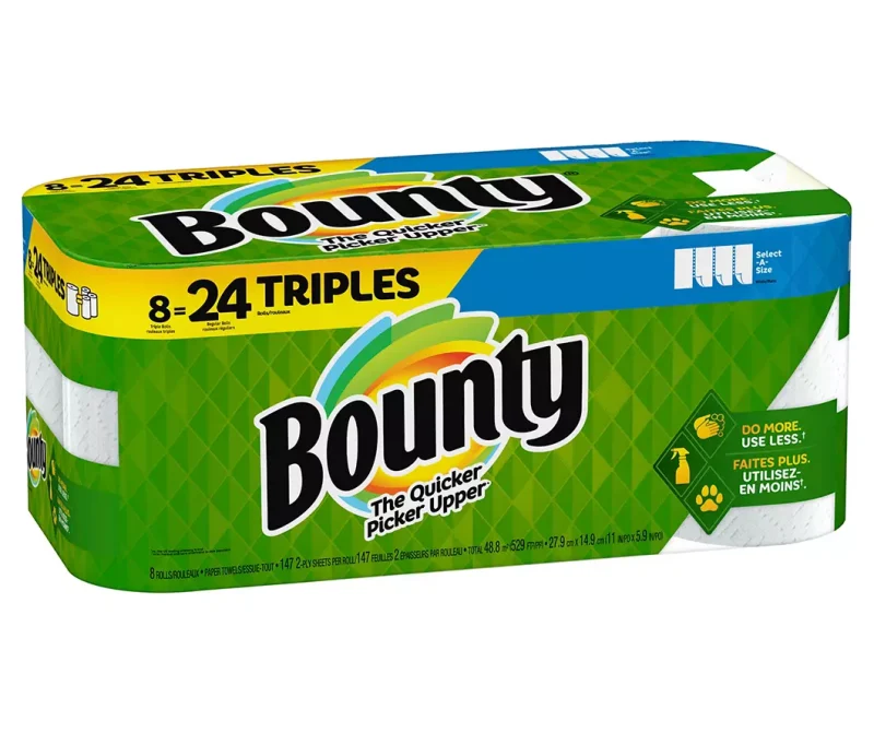Bounty Select-A-Size Paper Towels, White, 8 Triple Rolls = 24 Regular Rolls, 8 Count