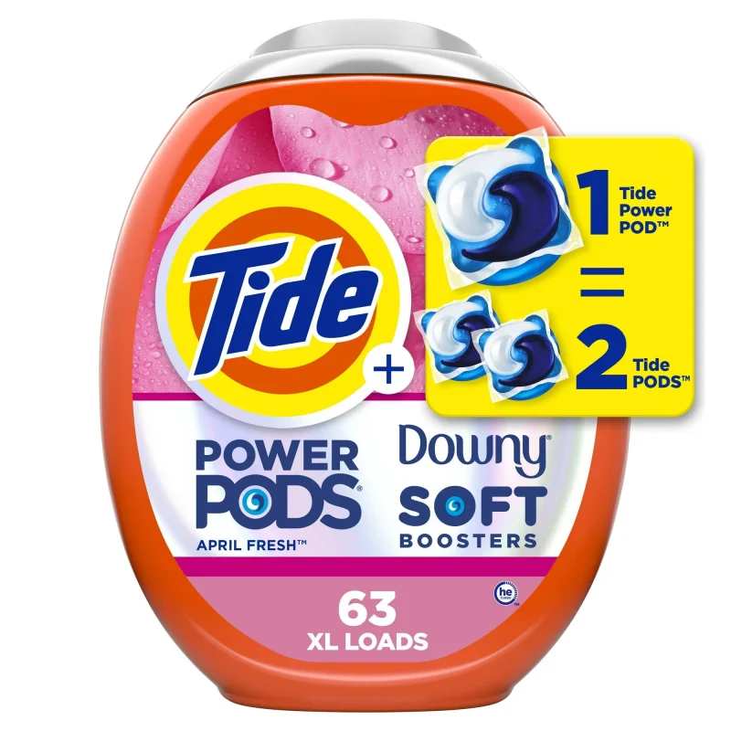 Tide Power PODS® with Downy Liquid Laundry Detergent Pacs, April Fresh Scent, 63 Count