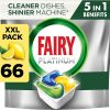 Fairy Platinum Complete 66 Dishwasher Tablets, Lemon, For Tough Challenges, Even Removes Dried-On Grease