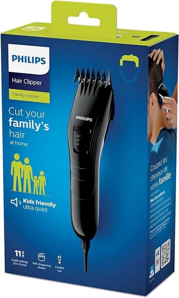 Philips Trimmer - Self-Sharpening Steel Blades - Skin-Friendly - 11 Length Settings - Compact and Lightweight - Ultra-Silent - Easy to Clean - QC5115/15