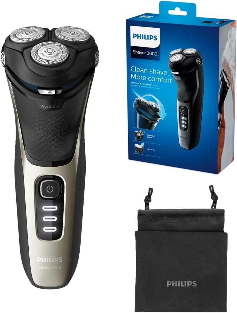Philips Shaver Series 3000 - Wet and dry electric shaver with pop-up trimmer and travel pouch (model S3230/52)