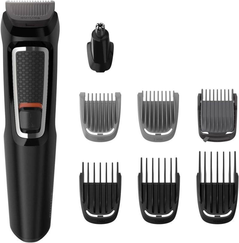 Philips Series 3000, All-In-One Trimmer, 7-in-1 Multigroom, One Device, Simple Styling for Face and Hair, 11 Length Settings (0.5-16 mm), Model MG3730/15