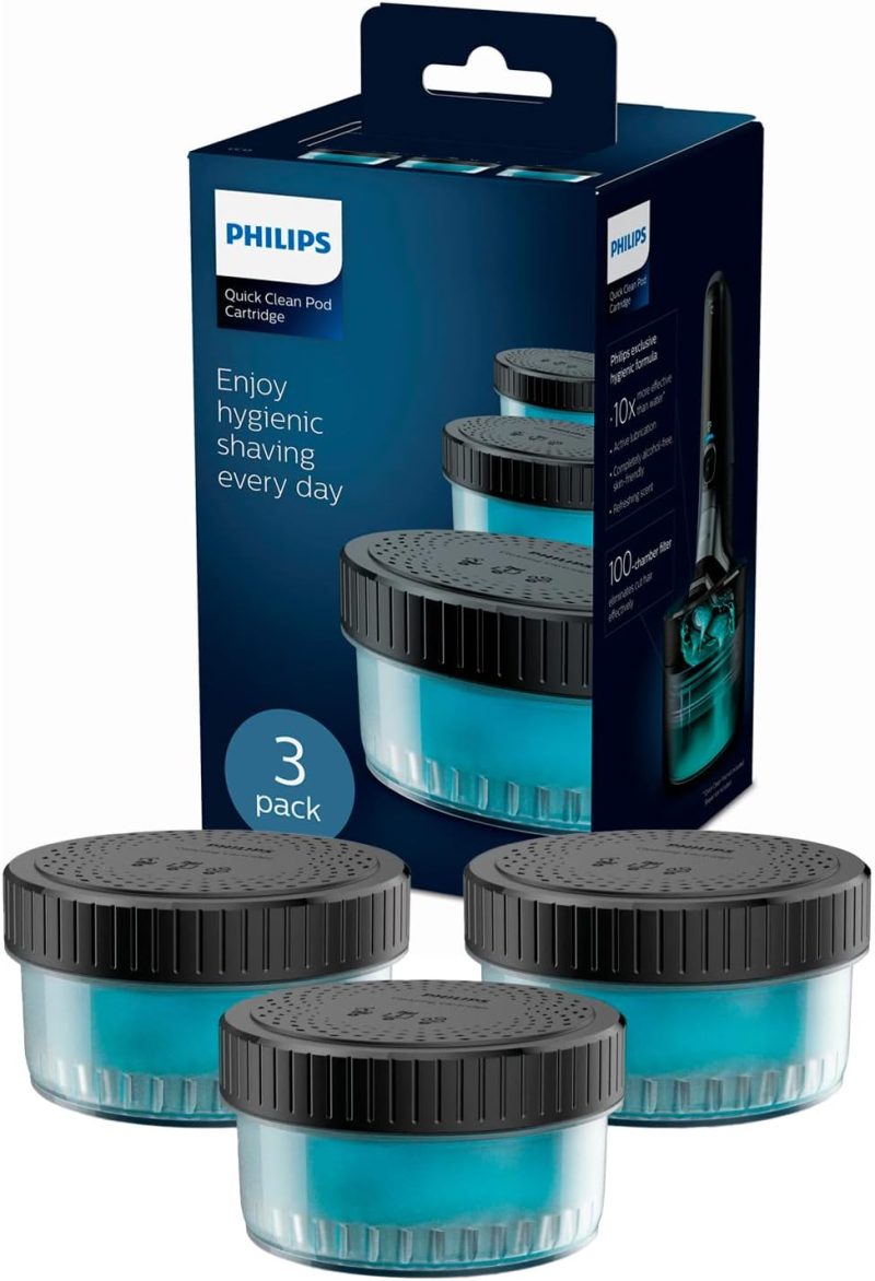 Philips Quick Clean cleaning cartridge for Philips Shaver S7000 series (S77xx) - Cleans thoroughly - Skin-friendly formula - Active lubrication - 3 pieces - Suitable for 9 months - CC13/50