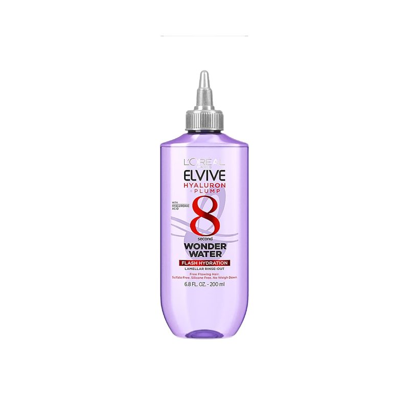 L'Oreal Paris Elvive Hyaluron Plump Flash Hydration Wonder Water Hair Rinse, 8 Second Hydrating Hair Care Treatment for Soft, Shiny Hair, 6.8 Fl Oz