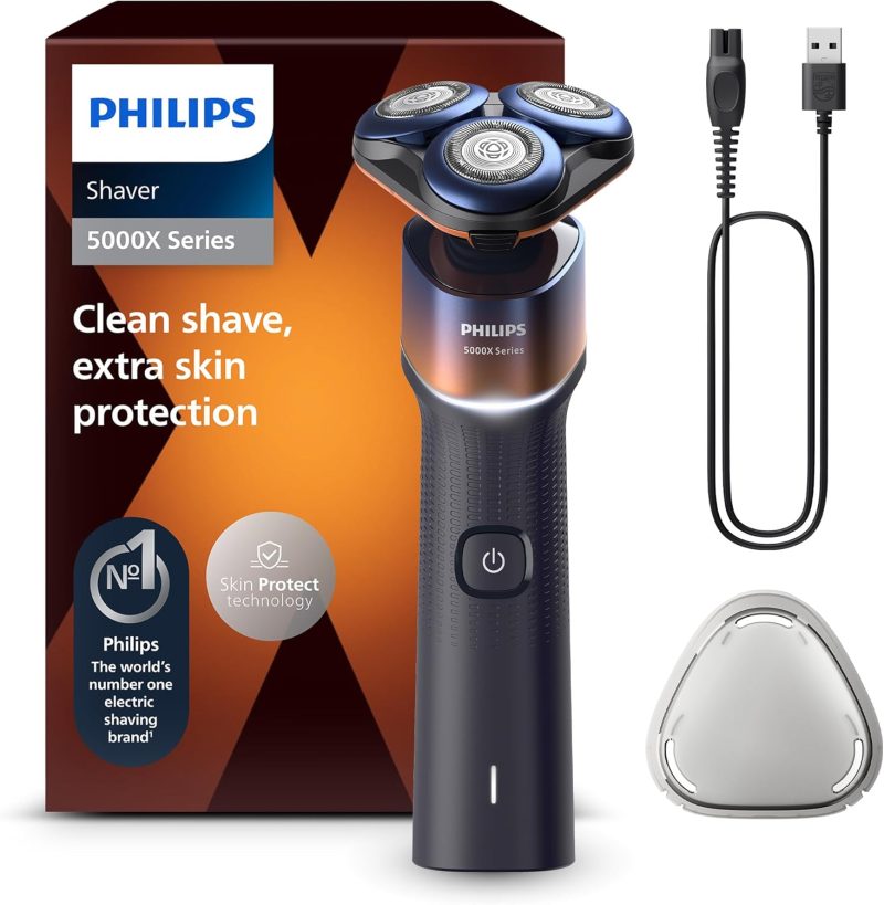 PHILIPS Shaver 5000X series, wet and dry electric shaver, Skin Protect technology, 360° pivoting head, 1 hour/5 min charging Fast charging, colour orange, model X5012/00