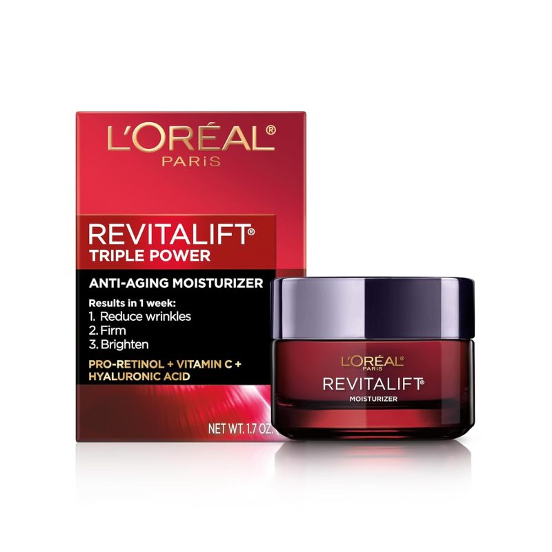 L'Oreal Paris Revitalift Triple Power Anti-Aging Face Moisturizer, 1.7 Oz | Pro Retinol, Hyaluronic Acid