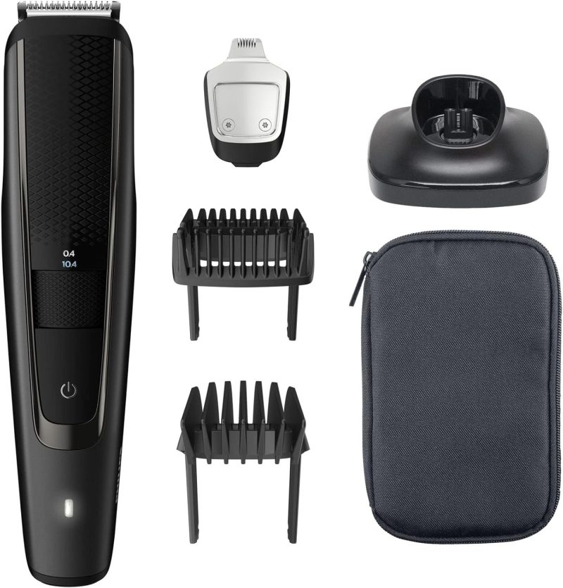 Philips Beard trimmer Series 5000 - 40 Lockable length settings (0.4 - 20 mm) - 90 Minutes shave - Waterproof - Precision trimmer - Self-sharpening blades - Battery indication - Travel case