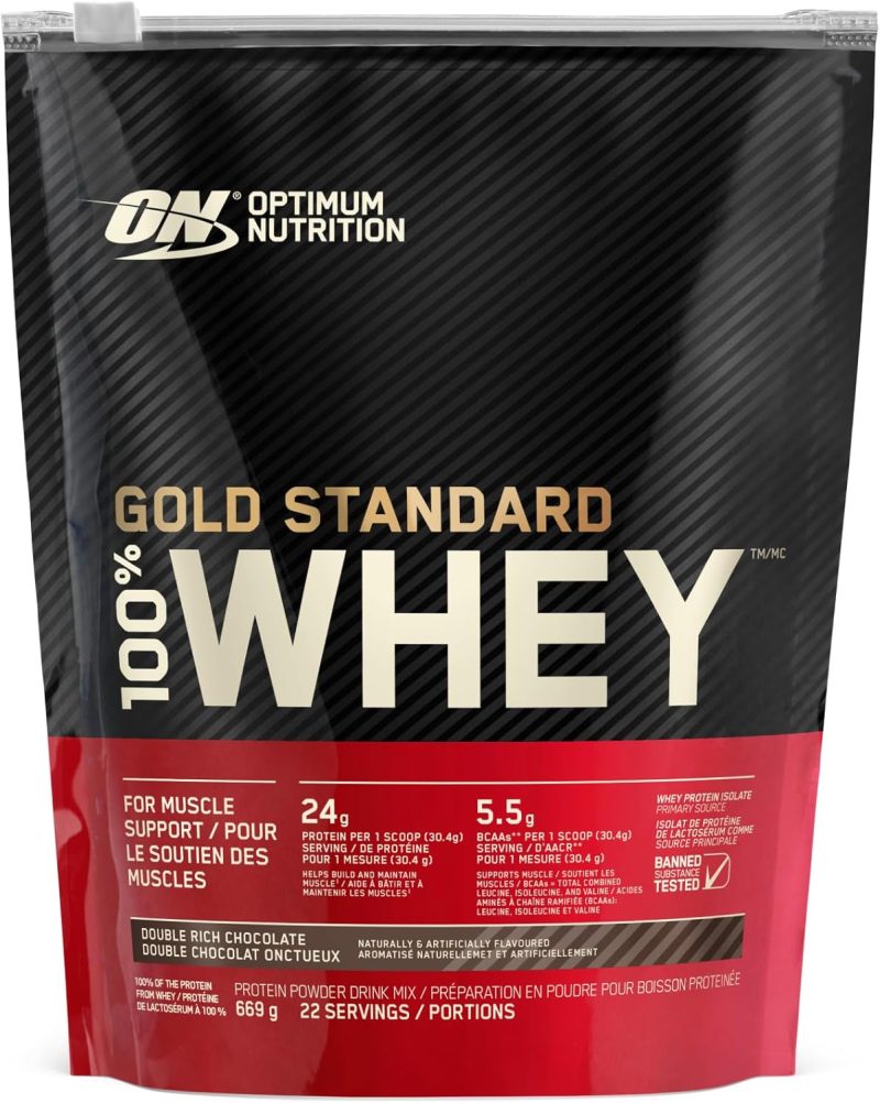 Optimum Nutrition Gold Standard 100% Whey Protein Powder, 670g - Double Rich Chocolate - 22 servings