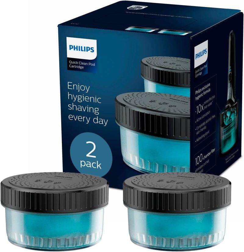 Philips Quick Clean cleaning cartridge for Philips Shaver S7000 series (S77xx) - Cleans thoroughly - Skin-friendly formula - Active lubrication - 2 pieces - Suitable for 6 months - CC12/50