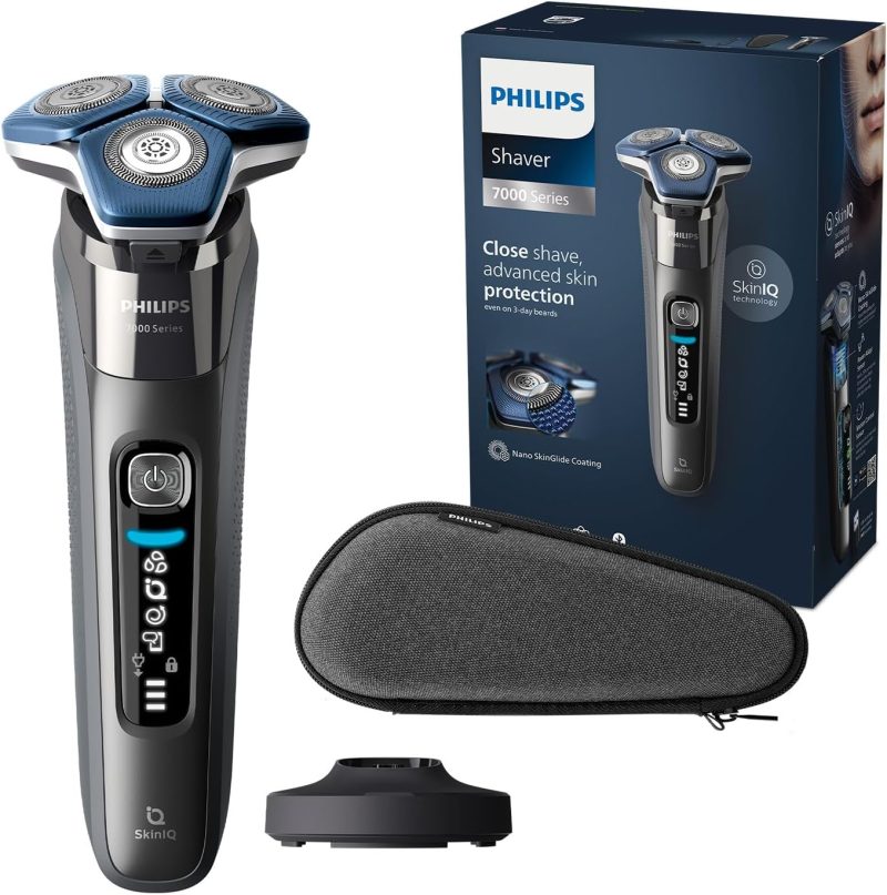 Philips Shaver Series 7000 - Wet & Dry electric shaver with SkinIQ technology, pop-up trimmer, charging stand and travel pouch (model S7887/35)