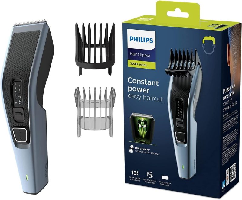 Philips Hairclipper Series 3000 - 13 Length settings - Self-sharpening stainless steel blades - 75 minutes cordless use - Beard comb included - HC3530/15