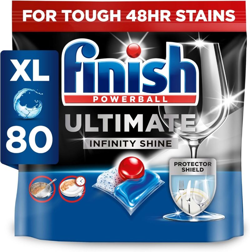 Finish Ultimate Infinity Shine Dishwasher Tablets Bulk | Scent: Fresh | Size: 80 Dishwasher tabs | Ultimate Clean and Shine
