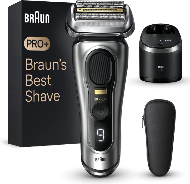Braun Series 9 PRO+ Electric Razor for Men, 5 Pro Shave Elements & Precision Long Hair Trimmer, 6in1 SmartCare Center, Wet & Dry Electric Razor for Smooth Skin with 60min Battery Runtime, 9567cc