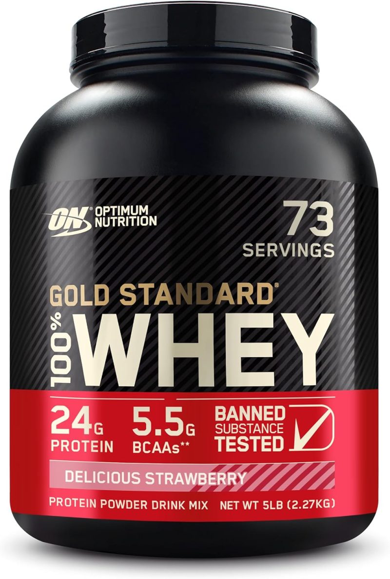 Optimum Nutrition Gold Standard 100% Whey Protein Powder, 2.270g - Strawberry - 73 servings