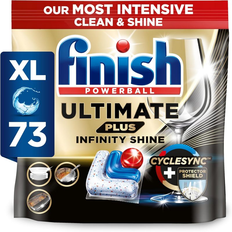 Finish Ultimate Plus Infinity Shine Dishwasher Tablets bulk |Scent: Fresh | 73 Dishwasher Tabs | For A Superb Clean & Diamond Shine