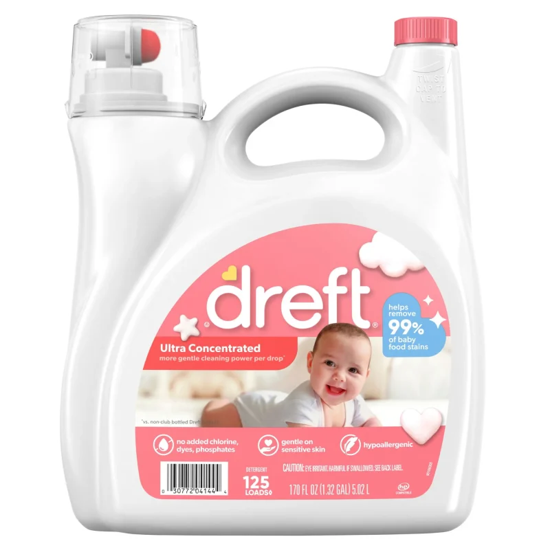 Dreft Ultra Concentrated Liquid Baby Laundry Detergent, 125 Loads, 170 fl.