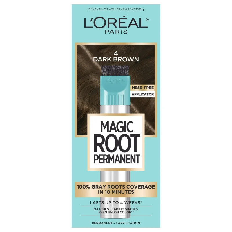 L'Oreal Paris Magic Root Rescue 10 Minute Root Hair Color, 4 Dark Brown, 1 kit