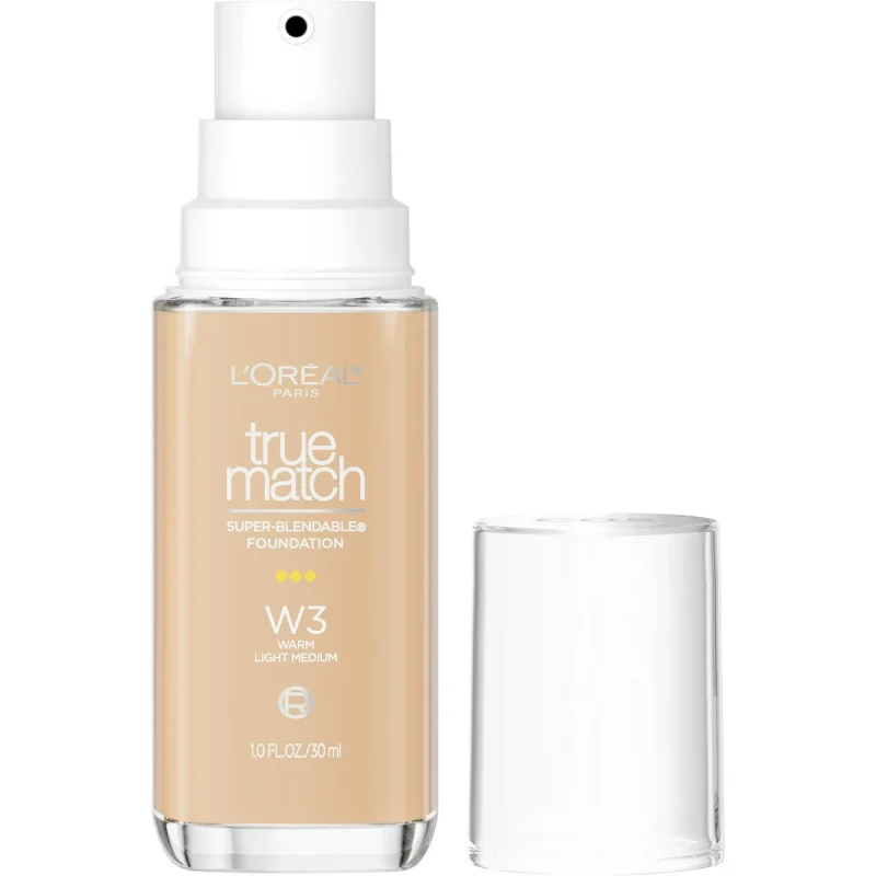 L'Oreal Paris True Match Super-Blendable Foundation, W3 Warm Light Medium, 1 fl oz