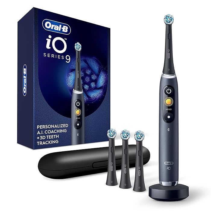 Oral-BiO Series 9 Electric Toothbrush with 3 Replacement Brush Heads, Black Onyx