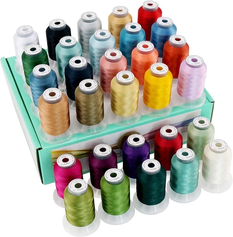 New brothread 30 Colors Polyester Embroidery Machine Thread Kit 500M (550Y) Each Spool - Colors Compatible with Janome and Robison-Anton Colors - Assortment 2