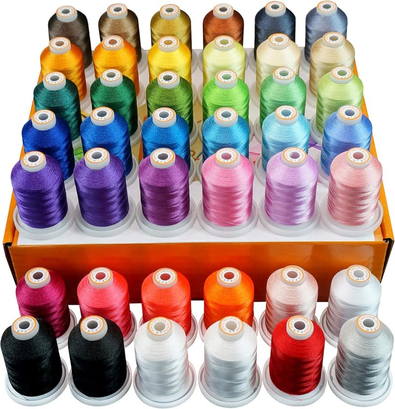 New brothread 42 Spools 1000M (1100Y) Polyester Embroidery Machine Thread Kit for Professional Embroiderer and Beginner