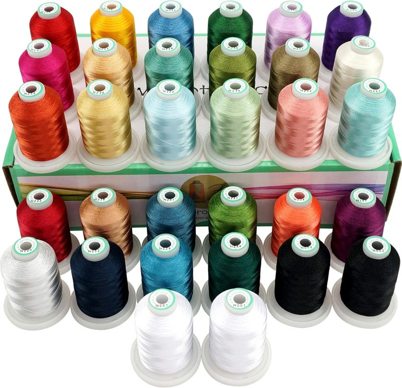 New brothread 32 Spools Polyester Embroidery Machine Thread Kit 1000M (1100Y) Each Spool - Colors Compatible with Janome and Robison-Anton Colors - Assortment 2