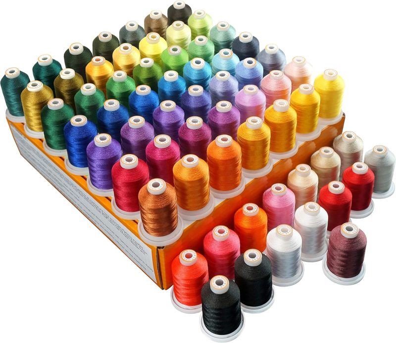 New brothread 64 Spools 1000M (1100Y) Polyester Embroidery Machine Thread Kit for Professional Embroiderer and Beginner