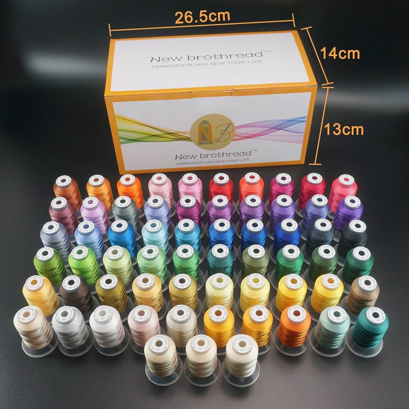 New brothread 63 Brother Colors Polyester Embroidery Machine Thread Kit 500M (550Y) Each Spool for Brother Babylock Janome Singer Pfaff Husqvarna Bernina Embroidery and Sewing Machines