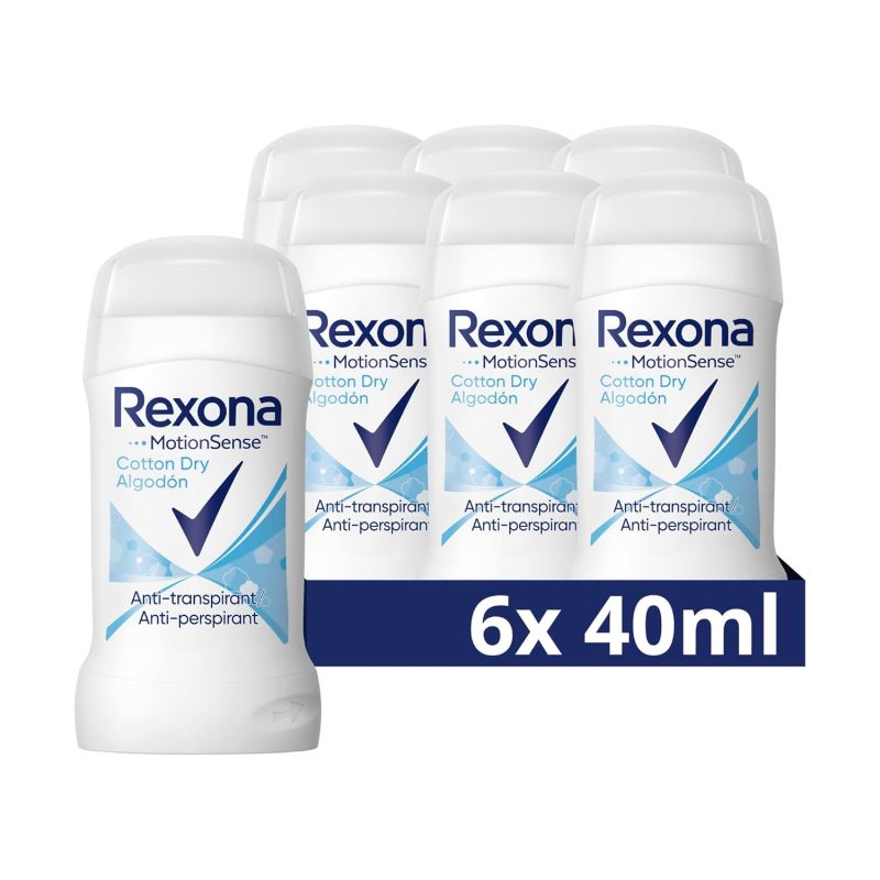 Rexona - Cotton Dry Cotton, Deodorant Stick for Women, 6 Pack (6 x 40 ml)