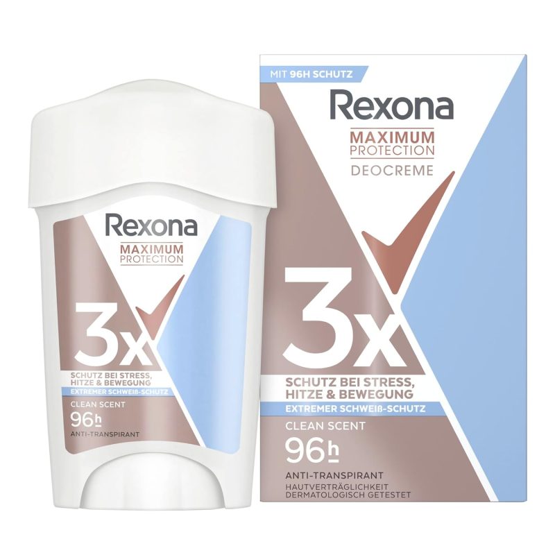 Rexona Maximum Protection Women’s Travel Deodorant Cream, Clean Scent, 45 ml