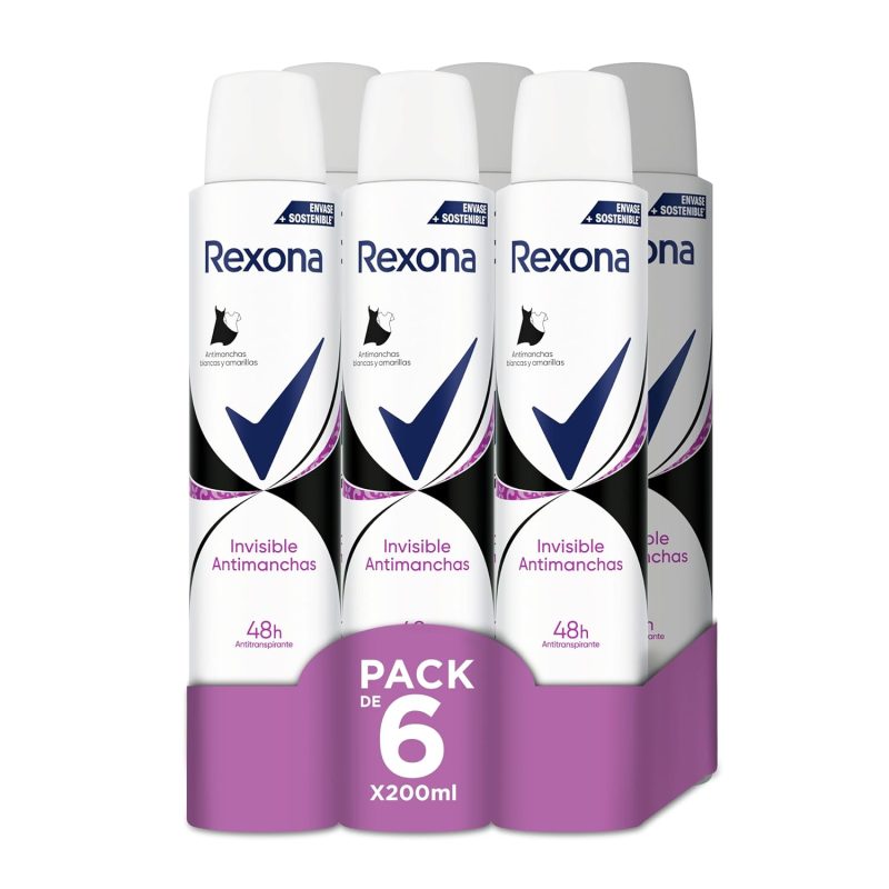 Rexona Invisible Deosol Antiperspirant for Women, Black & White, 200 ml, Pack of 6