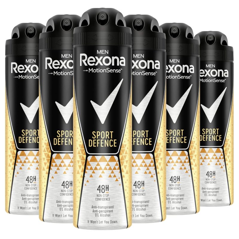 Rexona Men MotionSense Deodorant Spray Sport Defence Anti Perspirant with 48 Hours Protection Against Body Odour and Underarm Wetness 6 x 150 ml