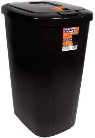 Hefty Touch-Lid 13.3-Gallon Trash Can, Black, Holds 13.3 Gallons and 50 Liters