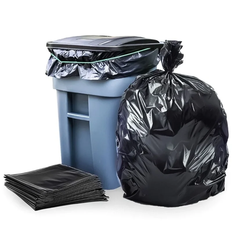 Plasticplace 95-96 Gallon Black Heavy Duty Trash Bags, 1.5 Mil, 61" x 68" Garbage Liners, 25 Count