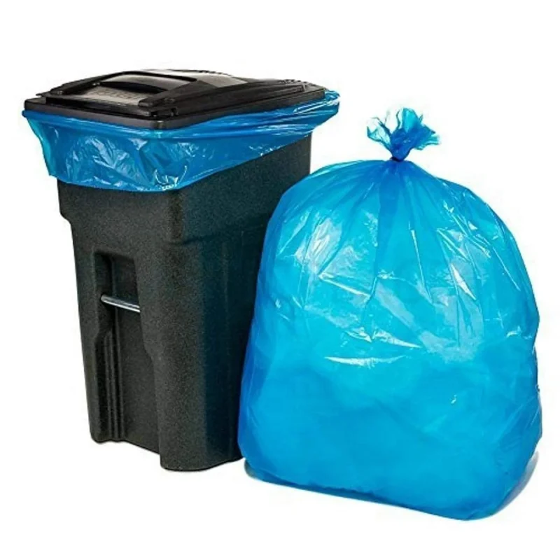 Plasticplace Heavy Duty 65 Gallon Recycling Trash Bags, 1.5 Mil, Blue Garbage Bags, 50 Count